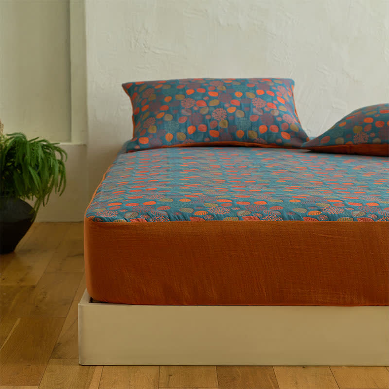 Leaf Print Cotton Gauze Fitted Sheet - image 4