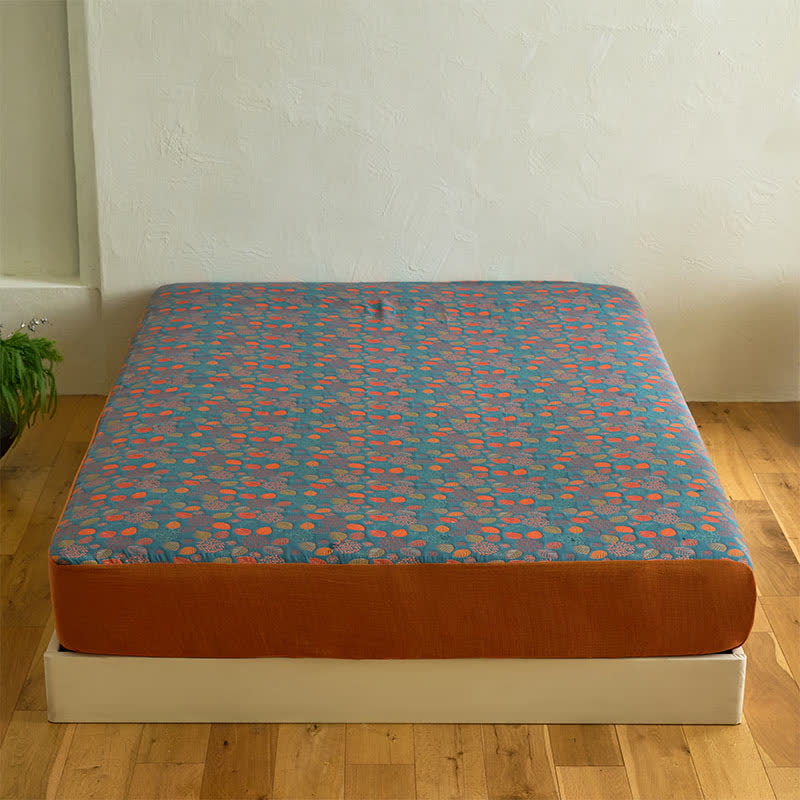 Leaf Print Cotton Gauze Fitted Sheet - image 3
