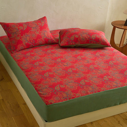 Paisley Floral Cotton Jacquard Fitted Sheet - image 2