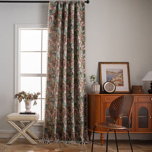Tropical Monstera Butterfly Jacquard Curtain - image 2