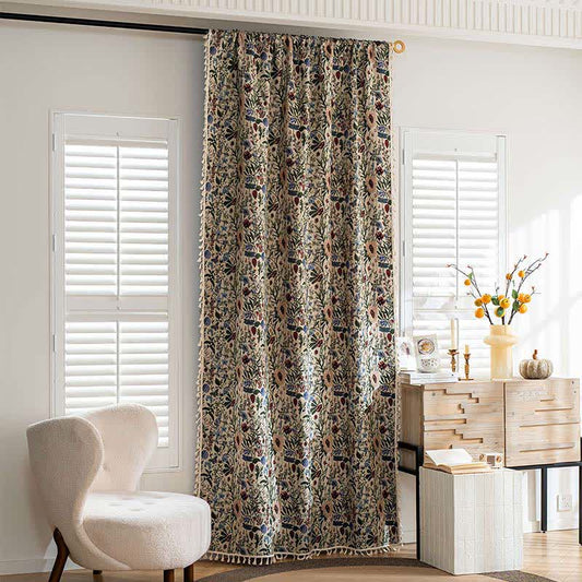 Artistic Sunflower Leaf Tassel Curtain - image 2