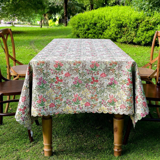 Painterly Floral Scalloped Edge Tablecloth - 55" x 102" - image 1