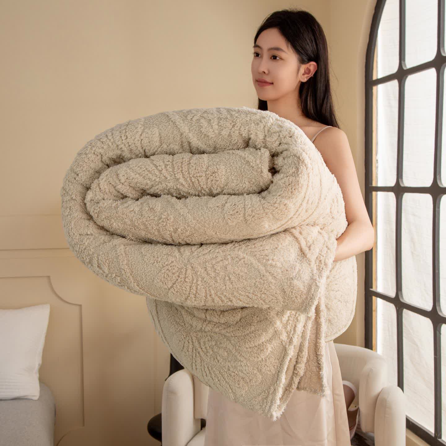 Vintage Floral Jacquard Throw Blanket - Khaki - 90"W x 96"L - image 9