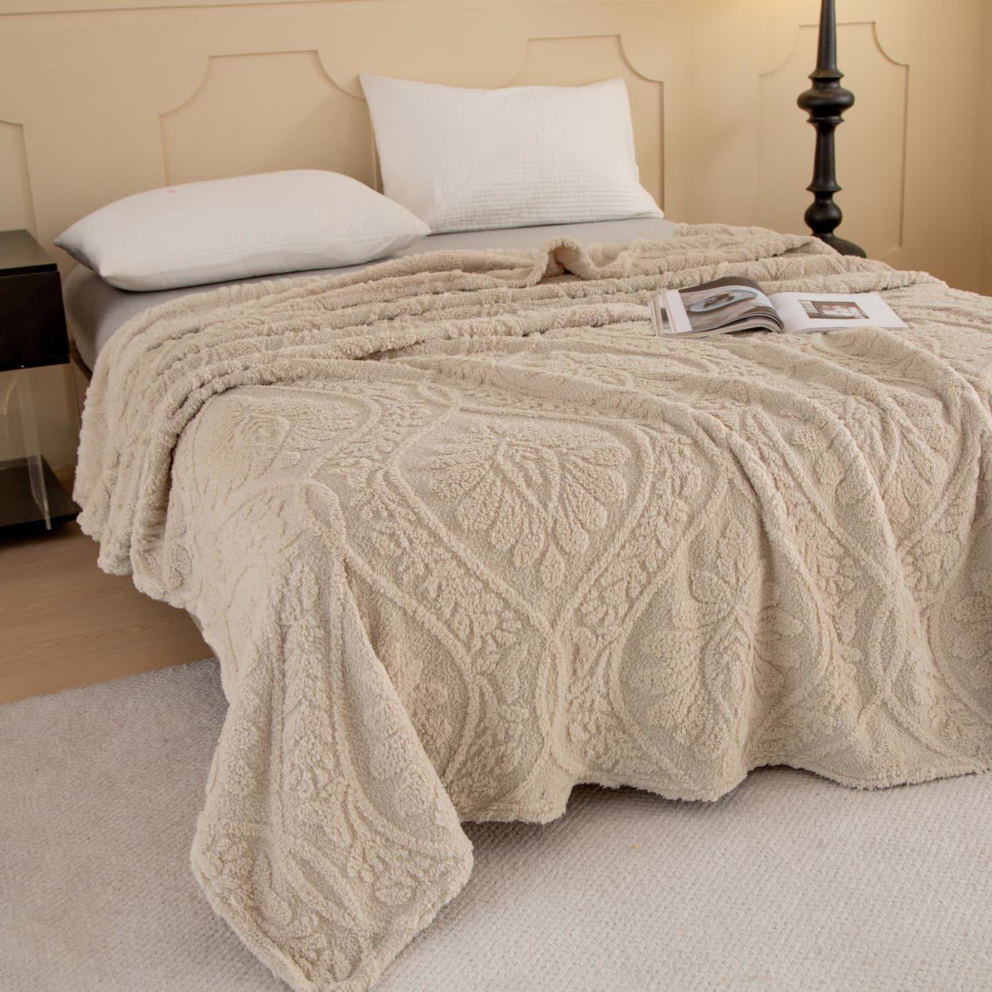 Vintage Floral Jacquard Throw Blanket - image 3