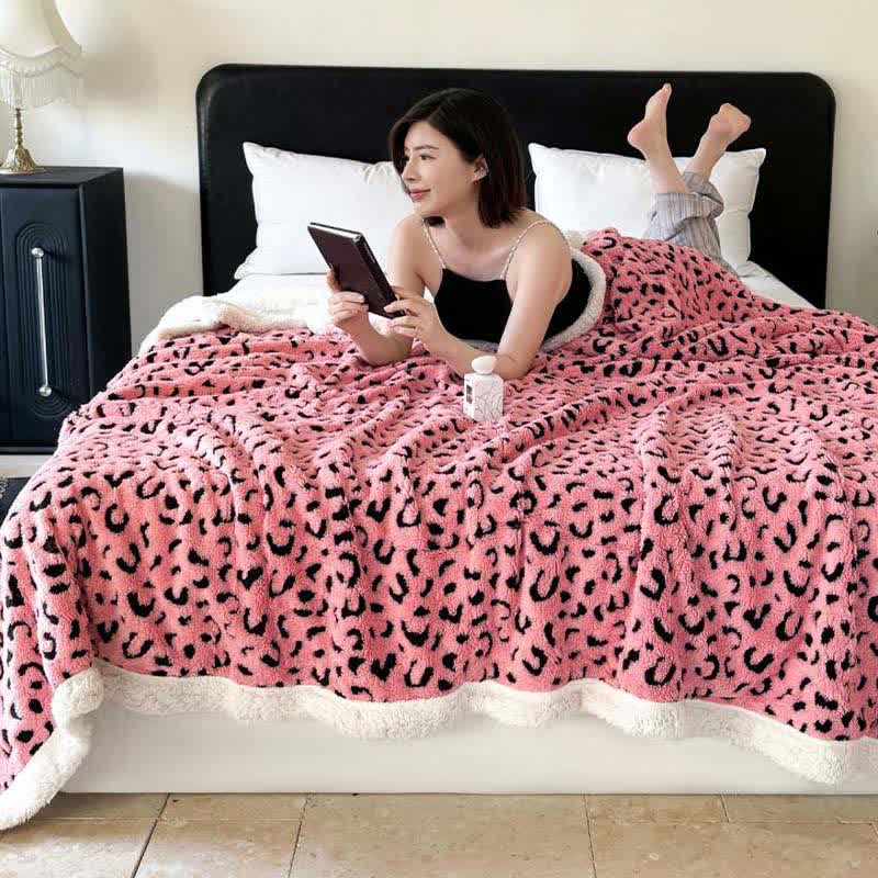 Leopard Jacquard Sherpa Throw Blanket - image 9
