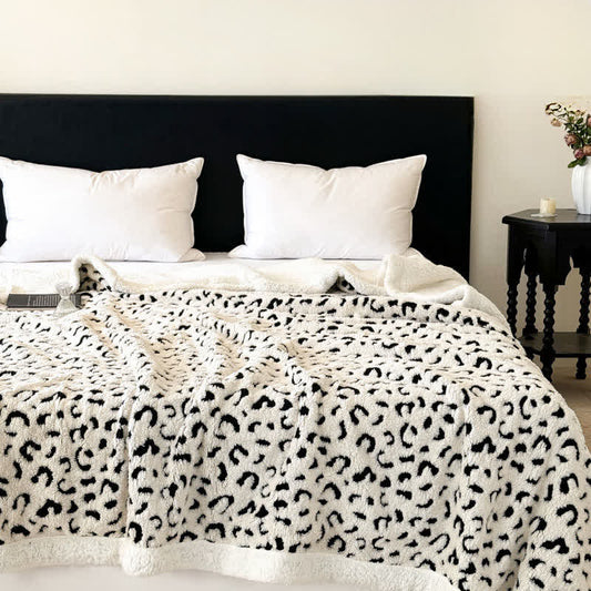 Leopard Jacquard Sherpa Throw Blanket - White - Queen - image 1