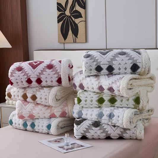 Bohemian Style Jacquard Sherpa Throw Blanket - image 2