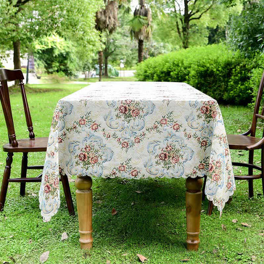 Elegant Floral Scalloped Edge Tablecloth - image 2