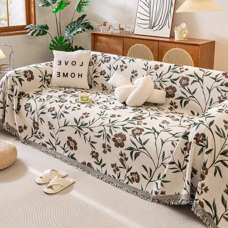 Gesang Flower Tassel Sofa Throw Blanket - Brown - 71" x 134" - image 5