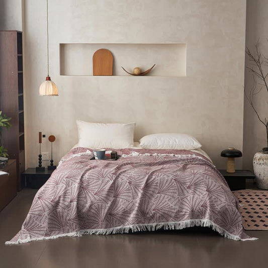 Tree-inspired Reversible Cotton Tassel Quilt - image 1