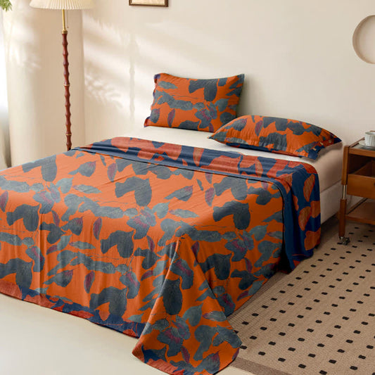 Botanical Leaf Cotton Gauze Jacquard Bedspread - image 2