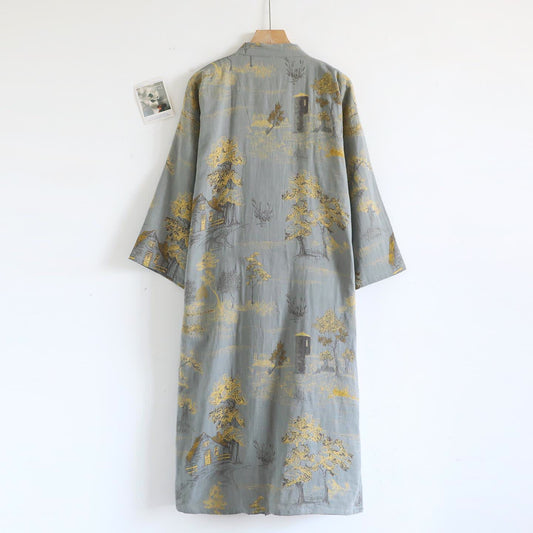 Unisex Landscape Cotton Gauze Bathrobe - image 2