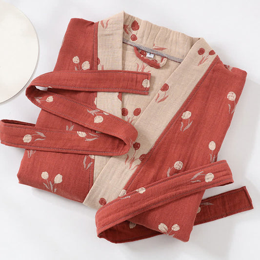 Unisex Tulip Cotton Pocket Kimono Bathrobe - image 2