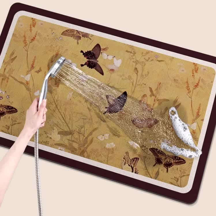 Pastoral Butterfly Diatom Mud Water-absorbent Rug - image 3