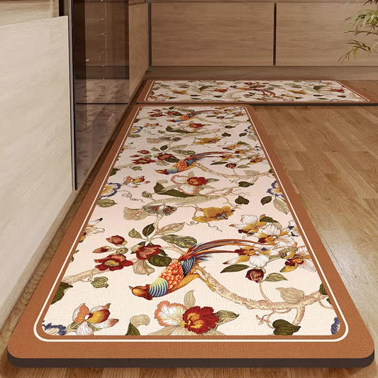 Diatom Mud Floral Bird Water-absorbent Rug - 19" x 31"+19" x 63" - image 1