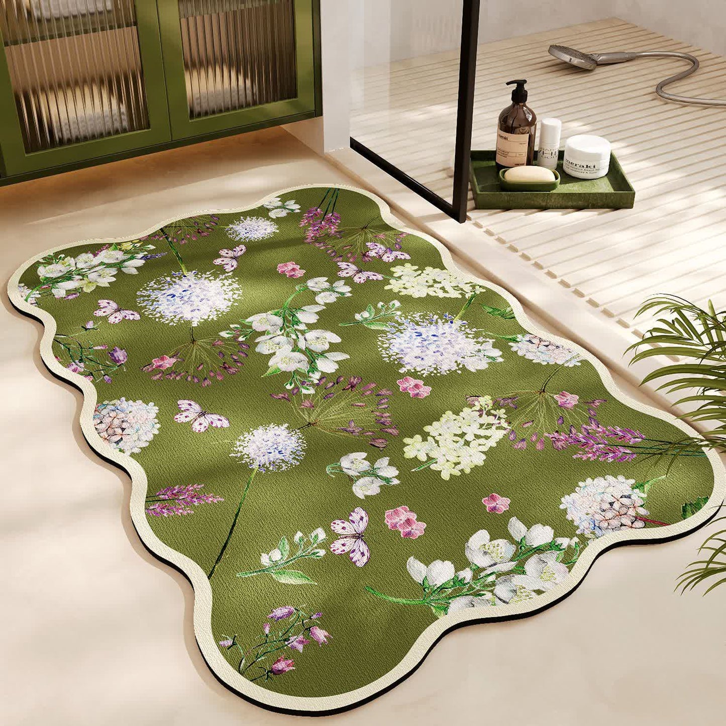 Diatom Mud Anti-slip Floral Bath Mat - C - 23" x 35" - image 3