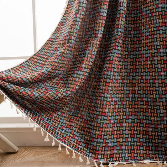 Colorful Geometric Knot Jacquard Curtains - Rod Pocket - 59" x 102" - image 1