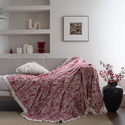 Red Butterfly Floral Sofa Throw Blanket - image 2