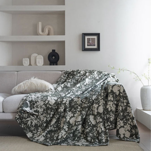 Poppy Floral Leaf Sofa Throw Blanket - image 2