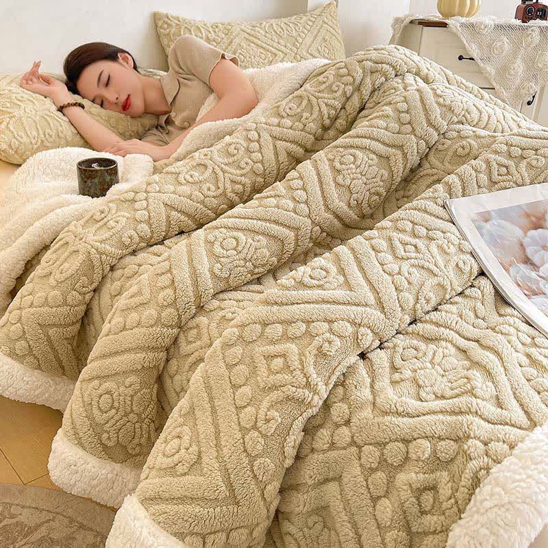 Plush Floral Sherpa Fleece Warm Blanket - image 14