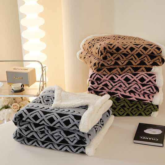 Striped Diamond Jacquard Warm Blanket - image 2