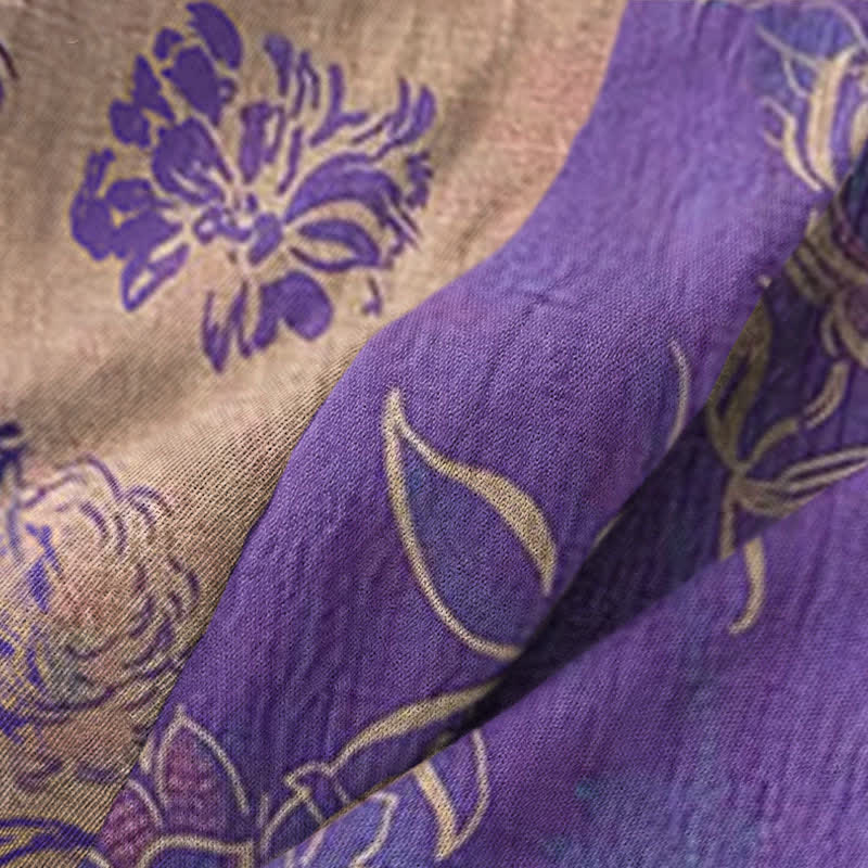 Two-Tone Peony Cotton Gauze Kimono Robe - image 11