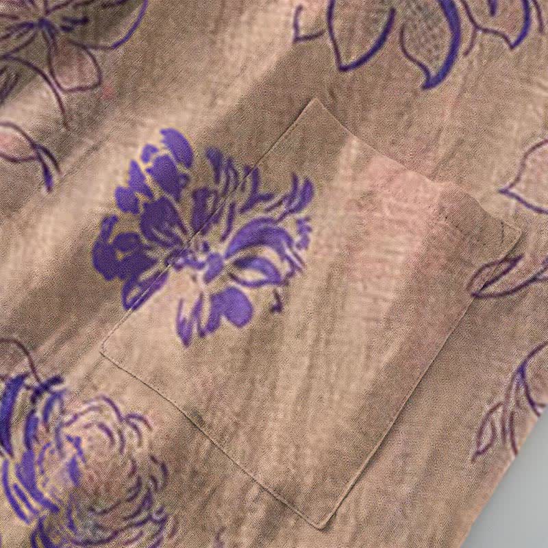 Two-Tone Peony Cotton Gauze Kimono Robe - image 10