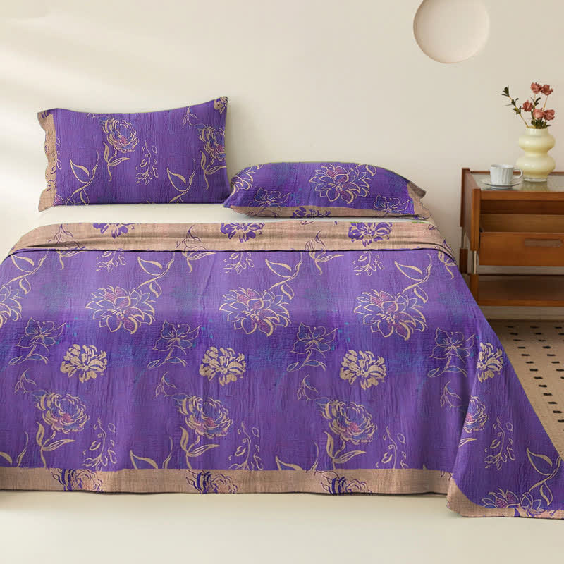 Peony Organic Cotton Sheet Bedspread - Bedspread with 2PCS Pillowcases - King - image 0