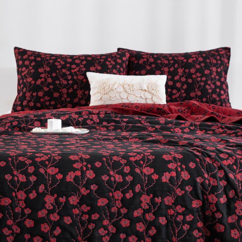 Pastoral Floral Cotton Gauze Jacquard Reversible Quilt - image 13
