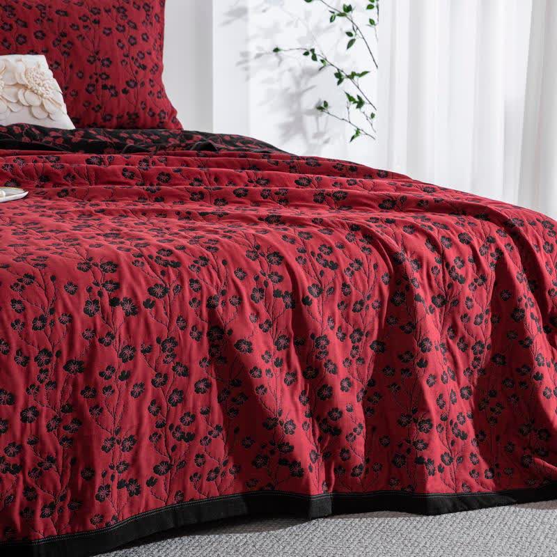 Pastoral Floral Cotton Gauze Jacquard Reversible Quilt - image 23
