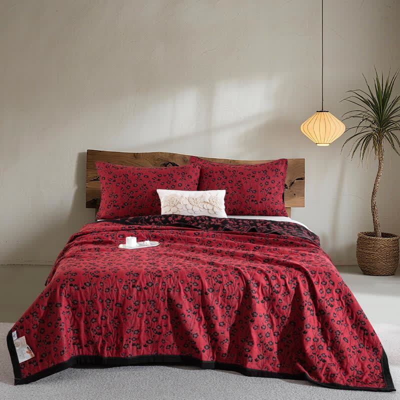 Pastoral Floral Cotton Gauze Jacquard Reversible Quilt - image 20