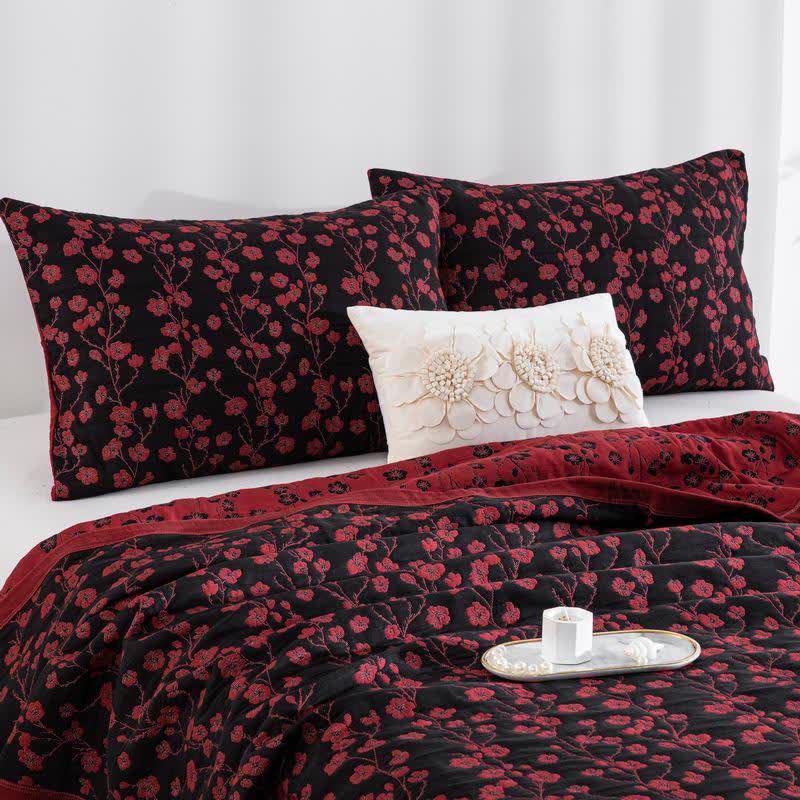 Pastoral Floral Cotton Gauze Jacquard Reversible Quilt - image 12