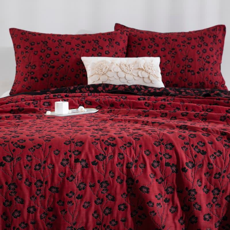 Pastoral Floral Cotton Gauze Jacquard Reversible Quilt - image 22