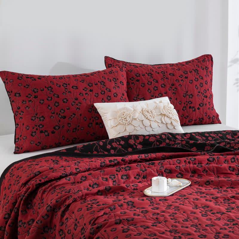 Pastoral Floral Cotton Gauze Jacquard Reversible Quilt - image 21