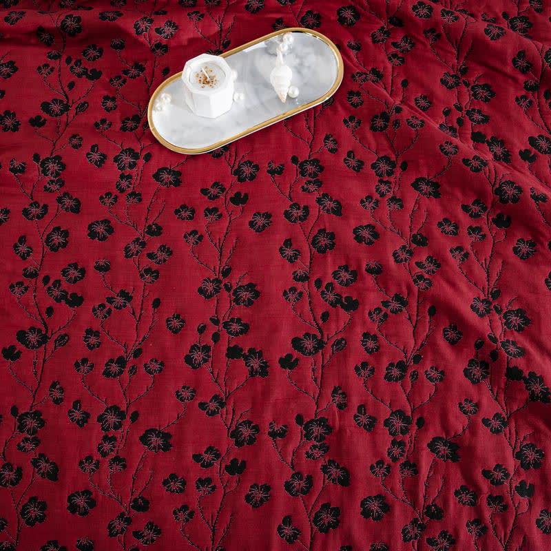 Pastoral Floral Cotton Gauze Jacquard Reversible Quilt - image 27
