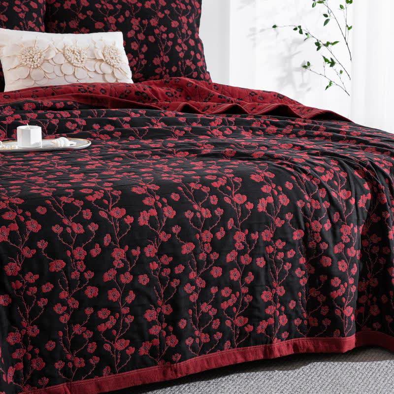 Pastoral Floral Cotton Gauze Jacquard Reversible Quilt - image 14