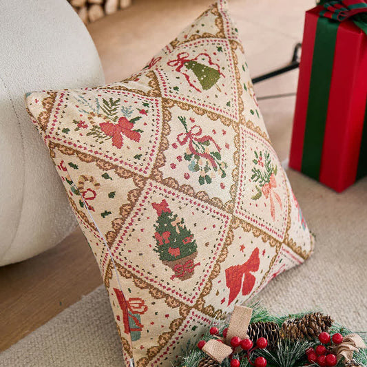 Christmas Bowknot Diamond Jacquard Throw Pillow - image 1