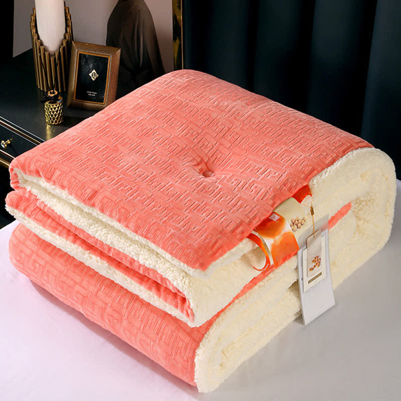 Geometric Embossed Sherpa Throw Blanket - Pink - King - image 16