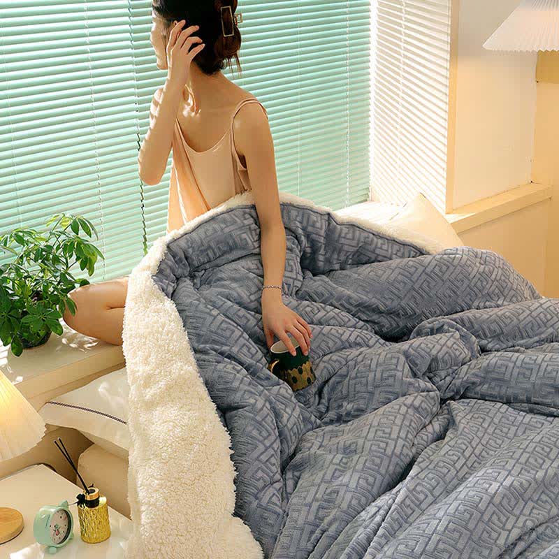 Geometric Embossed Sherpa Throw Blanket - image 5