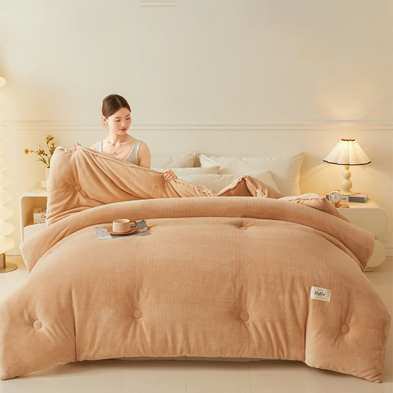 Simple Solid Color Warm Plush Blanket - image 2