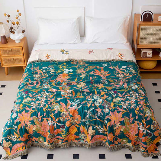 Flourish Flower Cotton Gauze Tassel Quilt - image 1