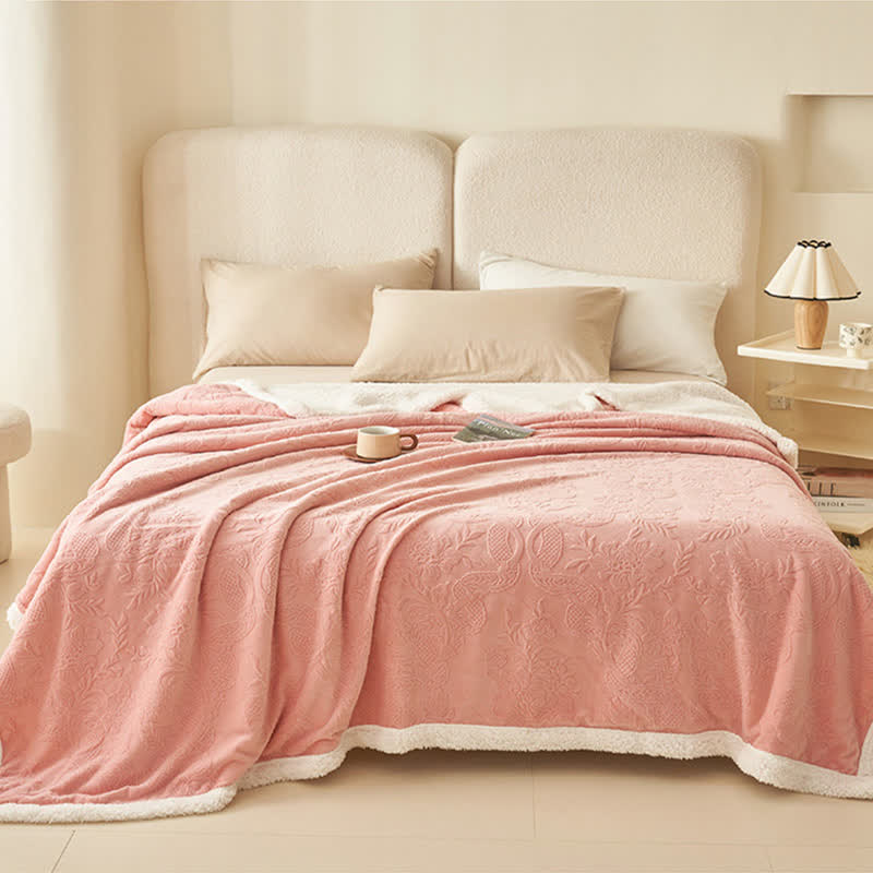 Floral Texture Jacquard Warm Throw Blanket - image 5