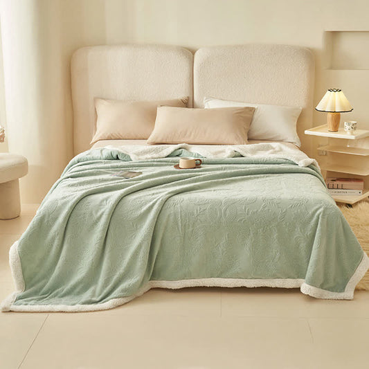 Floral Texture Jacquard Warm Throw Blanket - image 1