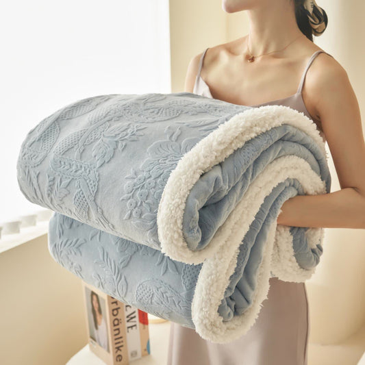 Floral Texture Jacquard Warm Throw Blanket - Blue - Queen - image 1