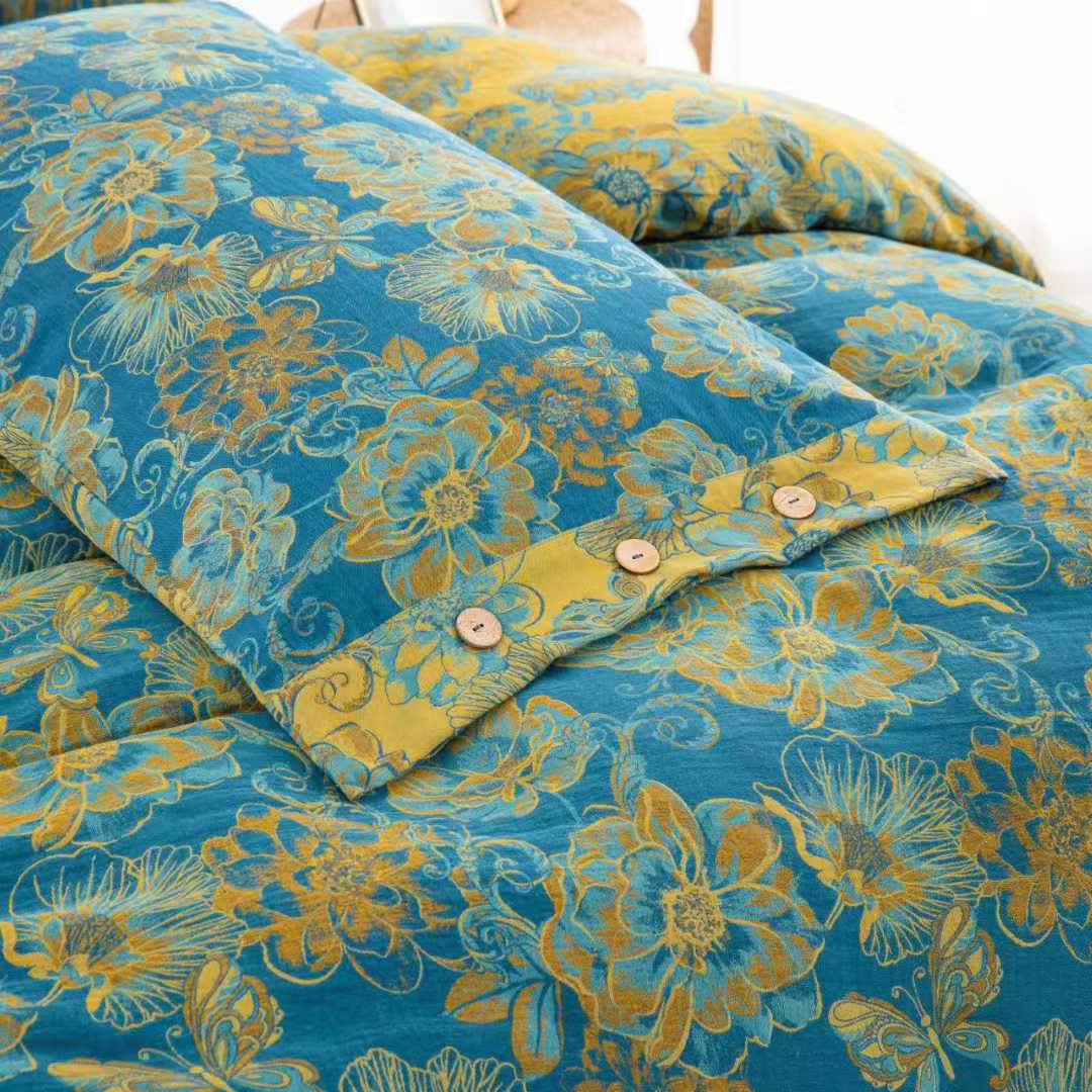 Floral Butterfly Cotton Gauze Bedding Set(4pcs) - image 3