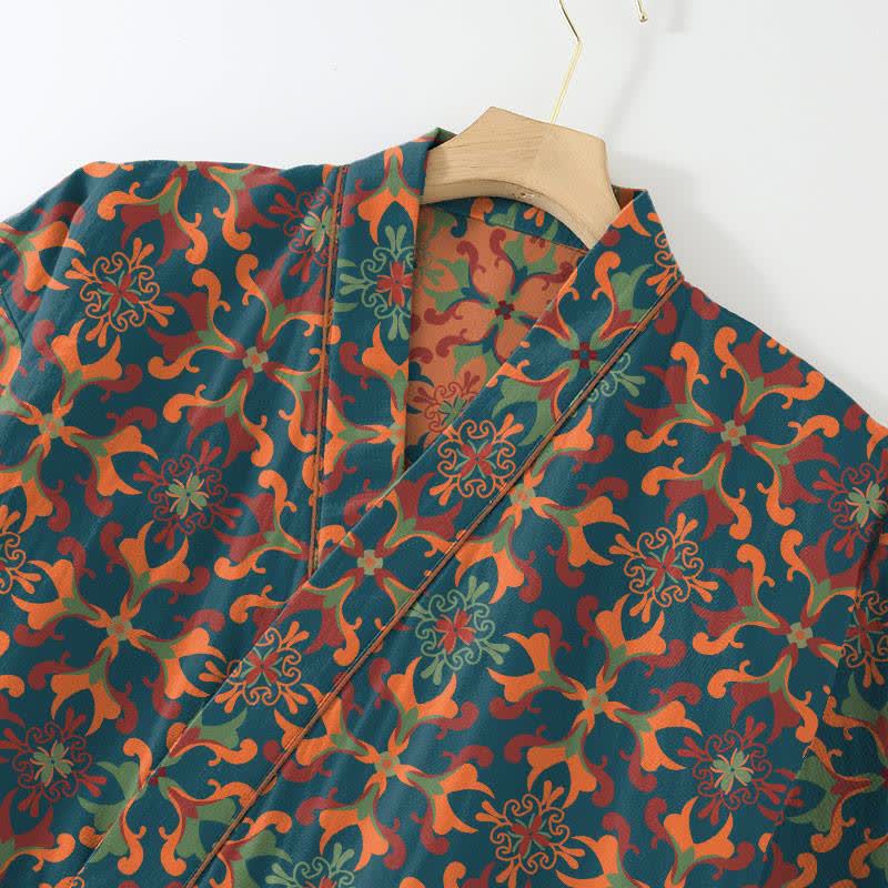 Geometric Pattern Cotton Kimono Loungewear Set - image 3