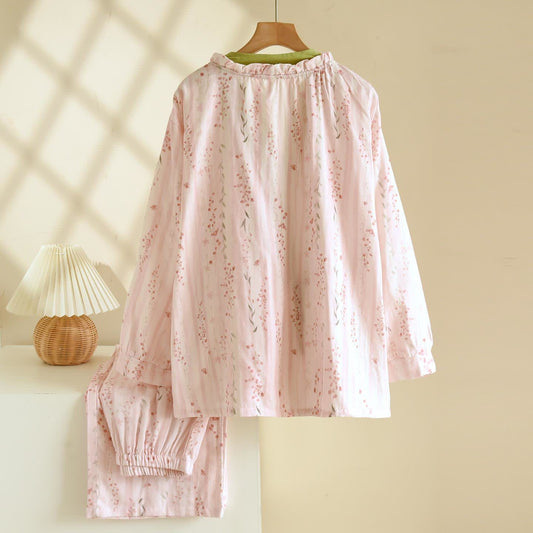 Pink Striped Floral Kimono Loungewear Set - image 1