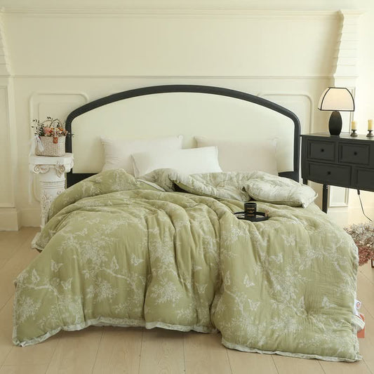 Branch Butterfly Cotton Gauze Jacquard Quilt - Winter Quilt - King - image 0