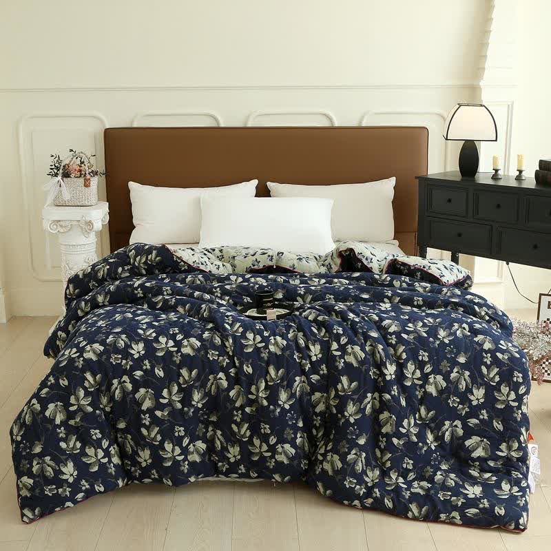 Flourish Flower Cotton Gauze Jacquard Quilt - Light Coffee - Winter Quilt - King - image 11