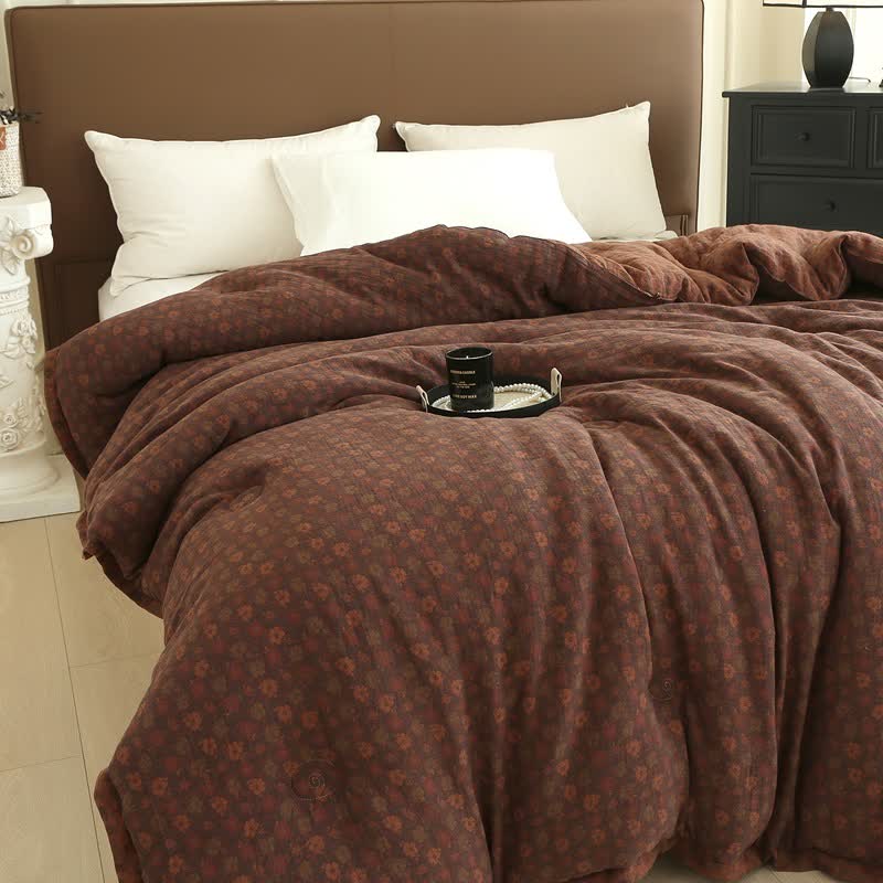 Retro Floral Cotton Gauze Jacquard Quilt - image 12